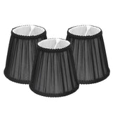 3PCS E14 ClipOn Cloth Lamp Shade Modern Fabric Lampshade Table Light Cover for Candle Chandelier(Black )