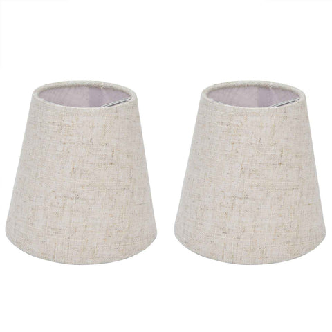 2PCS Table Lamp Shade Cover Fabric Clip On Lampshade for E14 Screw Candlestick Lamp ChandelierPT13 Beige White Edge In Australia - Darrahopens