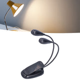 LED Book Light Eye Protecting 360° Rotatable White Light Double Pole 4 Lamp Beads Reading Lamp with Clip for Students