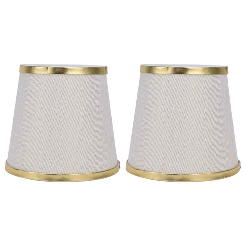 2PCS Fabric Lampshade European Style Lamp Shade for E14 Screw Chandelier Wall Lamp Beige White Gold Edging In Australia - Darrahopens