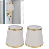 2PCS Fabric Lampshade European Style Lamp Shade for E14 Screw Chandelier Wall Lamp Beige White Gold Edging
