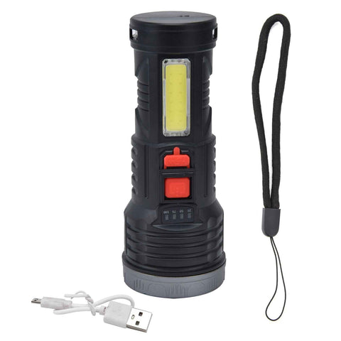 LED Flashlight with COB Sidelight USB Charging Ultra Bright Flashlight Portable Eletric Torch for Outdoor