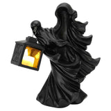LED Halloween Ornament Resin Witch Sculpture Statue Lantern for Garden Terrace FestivalsBlack In Australia - Darrahopens