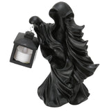 LED Halloween Ornament Resin Witch Sculpture Statue Lantern for Garden Terrace FestivalsBlack
