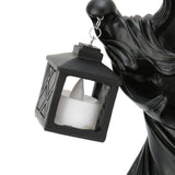 LED Halloween Ornament Resin Witch Sculpture Statue Lantern for Garden Terrace FestivalsBlack