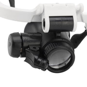 Head Mount Magnifying Glasses 8X 15X 23X Hands Free Bracket Magnifier with 2 LED Lights for Watch Repair