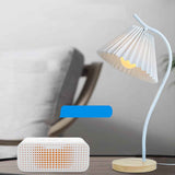 Table Lamp with Cloth Pleated Lampshade Metal Modern Nightstand Bedside Lamp for Bedroom Living Room White