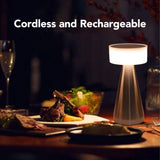 Portable LED Table Lamp 3 Color Temperatures Stepless Dimming 1800mAh Rechargeable Battery Nightstand Lamp Bedside Lamp Silver