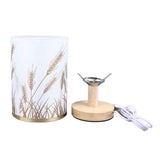 Small Table Lamp for Bedroom Dimmable LED Bedside Lamps Solid Wood USB Night Stand Lamp with Wheat Spike Lampshade Eye Caring In Australia - Darrahopens