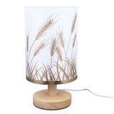Small Table Lamp for Bedroom Dimmable LED Bedside Lamps Solid Wood USB Night Stand Lamp with Wheat Spike Lampshade Eye Caring In Australia - Darrahopens