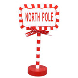Christmas Stop Here Decor Metal Solid Wood LED Delicate Santa Stop Here Tree Topper for Christmas Party Rectangle 15.8x8x28.5cm In Australia - Darrahopens