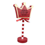 Christmas Stop Here Decor Metal Solid Wood LED Delicate Santa Stop Here Tree Topper for Christmas Party Crown 15.5x8.5x30.5cm In Australia - Darrahopens
