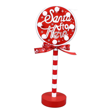 Christmas Stop Here Decor Metal Solid Wood LED Delicate Santa Stop Here Tree Topper for Christmas Party Round 12x8x30.5cm In Australia - Darrahopens