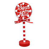 Christmas Stop Here Decor Metal Solid Wood LED Delicate Santa Stop Here Tree Topper for Christmas Party Round 12x8x30.5cm