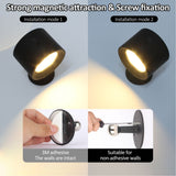 Magnetic Wall Mounted Sconces 360° Rotation Cordless LED Wall Hanging Sconces Support Touch Remote Control