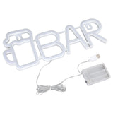 LED Neon Sign BAR Shape Design USB Or Battery Powered High Safety Widely Used Bar Neon Light for Bedroom Party Backyard White BAR