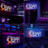 LED Neon Sign BAR Shape Design USB Or Battery Powered High Safety Widely Used Bar Neon Light for Bedroom Party Backyard White BAR