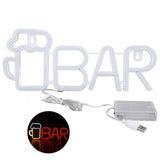 LED Neon Sign BAR Shape Design USB Or Battery Powered High Safety Widely Used Bar Neon Light for Bedroom Party Backyard Red BAR