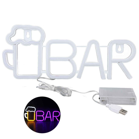 LED Neon Sign BAR Shape Design USB Or Battery Powered High Safety Widely Used Bar Neon Light for Bedroom Party Backyard Purple BAR In Australia - Darrahopens