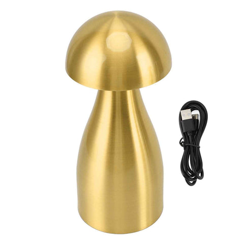 Metal Mushroom Table Lamp Dimmable Mushroom Decor Night Light Cordless Rechargeable Bedside Lamp for Children Nursing Bar Golden In Australia - Darrahopens