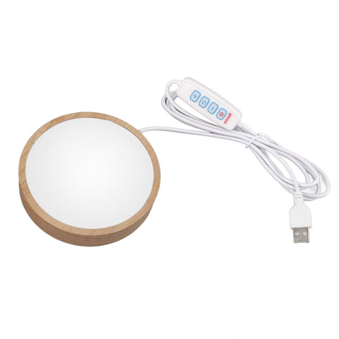 Round Wood Lighted Base Stand USB Powered 3 Color Temperature 10 Level Brightness Button Control LED Display Plate for Glass Crystal Art In Australia - Darrahopens