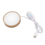 Round Wood Lighted Base Stand USB Powered 3 Color Temperature 10 Level Brightness Button Control LED Display Plate for Glass Crystal Art In Australia - Darrahopens