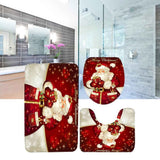 3Pcs Christmas Mat Sets Santa Claus Non Slip Mat Bathroom Doormat Toilet Seat Cover U Shaped Toilet Floor Mat In Australia - Darrahopens