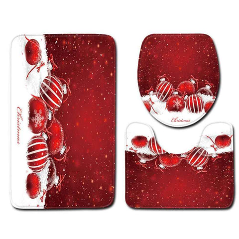 3Pcs Christmas Mat Sets Santa Claus Non Slip Mat Bathroom Doormat Toilet Seat Cover U Shaped Toilet Floor Mat In Australia - Darrahopens