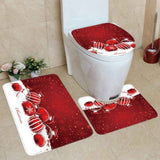 3Pcs Christmas Mat Sets Santa Claus Non Slip Mat Bathroom Doormat Toilet Seat Cover U Shaped Toilet Floor Mat In Australia - Darrahopens