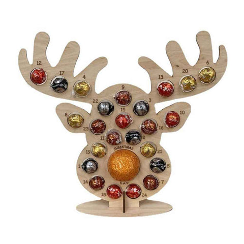 Christmas Advent Countdown Calendar Wooden Xmas Tree Deer Head Shaped Stand Chocolate Candy Display Stand with 24 Hole for Party Decoration In Australia - Darrahopens