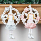 Christmas Cute Angel Rattan Ring Wreath Front Door Wreath Home Wall Hanging Pendant Holiday Decor In Australia - Darrahopens
