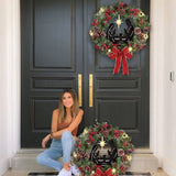 Christmas Wreath with Jesus Red Berry Pine Cone Nativity Scene LED Lights String Wreath Mixed Holiday Decorations In Australia - Darrahopens