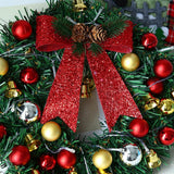 Xmas Wreath with 20 LED Lights and Bells Christmas Garland Light String Branch Lights for Living Room Fireplace and Windows