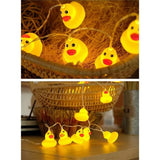 LED String Light Cute Mini Yellow Duck Animal Light String for Garden Terrace and Lawn Party Decoration