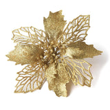 10PCS Christmas Glitter Poinsettia Flowers Christmas Decoration Reusable Artificial Flowers