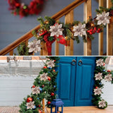 10PCS Christmas Glitter Poinsettia Flowers Christmas Decoration Reusable Artificial Flowers In Australia - Darrahopens