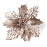 10PCS Christmas Glitter Poinsettia Flowers Christmas Decoration Reusable Artificial Flowers