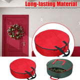 Christmas Wreath Storage Bag with Durable Handles Dual Zipper Card Slot Moisture Proof Storage Container