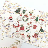 30PCS Christmas DIY Gold Plated Enamel Charm for Making Jewelry Necklaces Bracelets Earrings