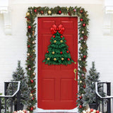Christmas Wreath Handmade Xmas Tree Wreath Holiday Farmhouse Ornament Wreaths Decorations for Home Front Door Window