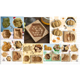 3D Cutter Embossing Mold Christmas Animal Pumpkin Cutter Baking Mold Funny Wooden Molds for Kitchen DIY