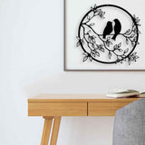 Metal Wall Art Bird on Branch Round Wall Art Bird Sign Wall Silhouette Bird Iron Artwork Hanging for Living Room Office In Australia - Darrahopens