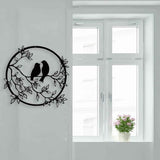 Metal Wall Art Bird on Branch Round Wall Art Bird Sign Wall Silhouette Bird Iron Artwork Hanging for Living Room Office In Australia - Darrahopens
