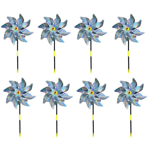 8Pcs Bird Repeller Pinwheel Reflective Garden Plant Flower Bird Repellent Windmill Garden Decoration