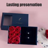 Rose Jewellery Gift Box Real Eternal Roses Handmade Rose Jewellery Storage Box for Girlfriend Wife Wedding Mother's Day