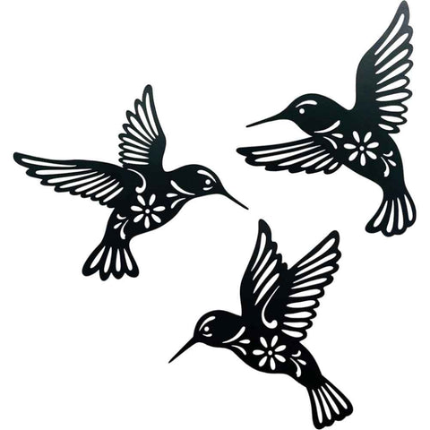 3 Pieces Metal Hummingbird Wall Art Decoration Hollow Out Iron Bird Sculpture Waterproof Wall Hanging Figurines for Garden and Living Room Decor In Australia - Darrahopens