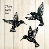 3 Pieces Metal Hummingbird Wall Art Decoration Hollow Out Iron Bird Sculpture Waterproof Wall Hanging Figurines for Garden and Living Room Decor In Australia - Darrahopens