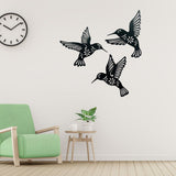 3 Pieces Metal Hummingbird Wall Art Decoration Hollow Out Iron Bird Sculpture Waterproof Wall Hanging Figurines for Garden and Living Room Decor