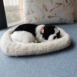 Realistic Sleeping dog Toy Breathing dog Stuffed Animal Doll with Mat Plush Toys for Children Home Ornament In Australia - Darrahopens