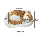 Realistic Sleeping Cat Toy Breathing Cat Stuffed Animal Doll with Mat Plush Toys for Children Home Ornament In Australia - Darrahopens
